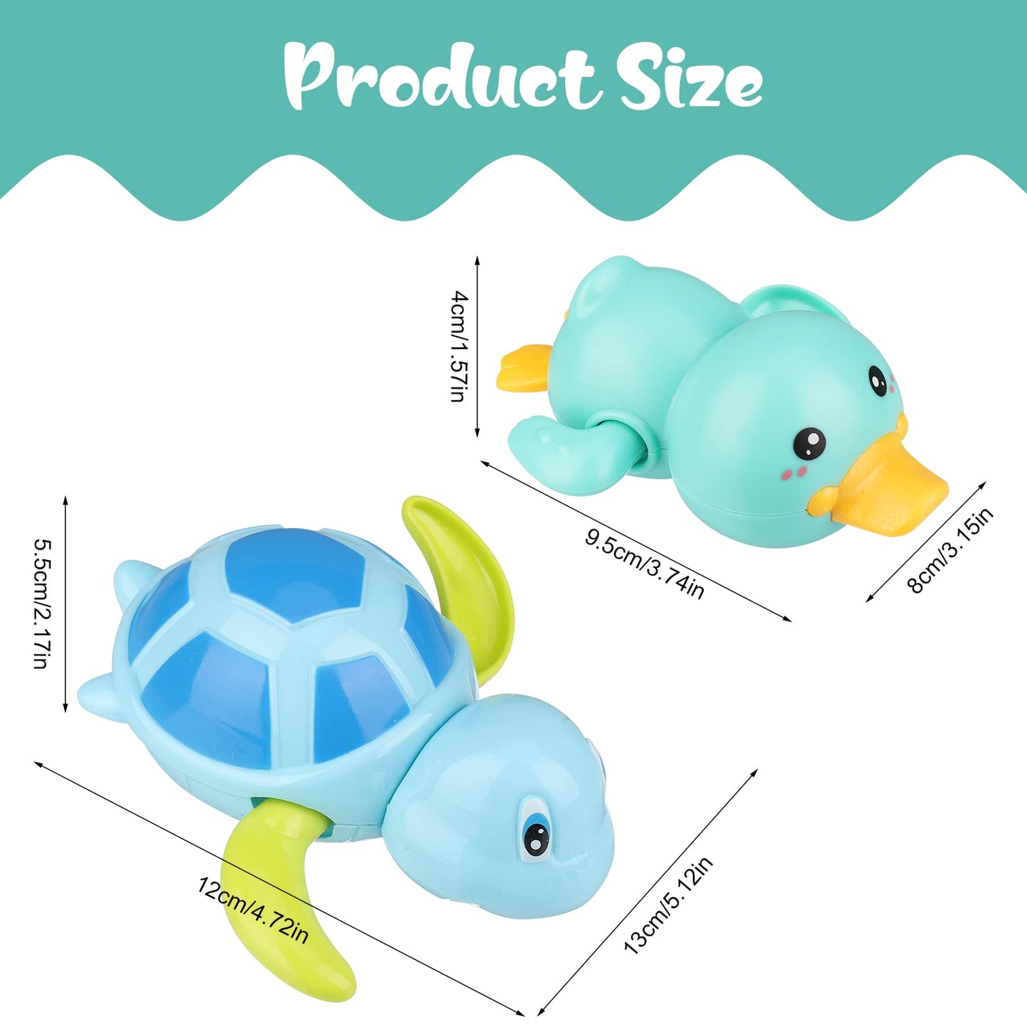 Pinenuts Baby Bath Toys, 4 Pcs Baby Bath Tub Toys Wind-up Toys Paddling Pool Toys Floating Swimming Ducks & Turtles Water Toys for Toddler Kids Girls Boys Bath-time Shower Gifts