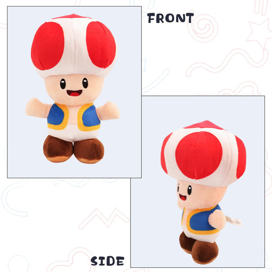 Ainvliya Toad Plush Toy, 21cm red mushroom-shaped cartoon stuffed animal, soft cuddly doll for babies and kids.