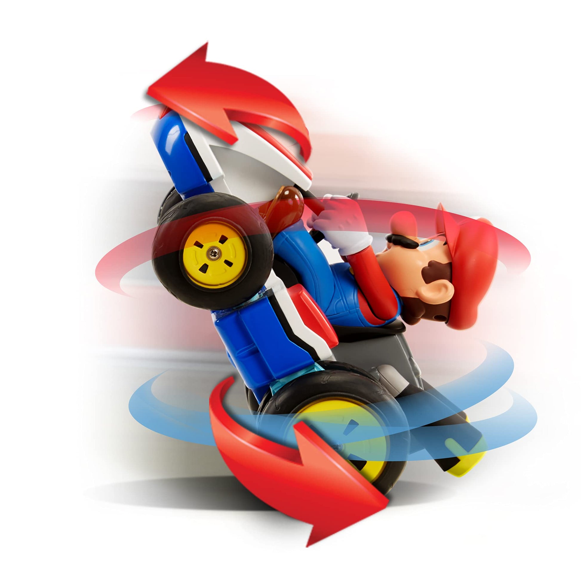 Nintendo Super Mario Kart 8 Mario RC racer by Jakks Pacific, showing the remote-controlled car with anti-gravity features and colorful design.
