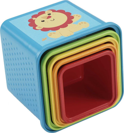 Fisher-Price Stack & Explore Blocks, Set of 5, Baby Stacking and Nesting Toys, for Infants Ages 6 Months and up, CDC52