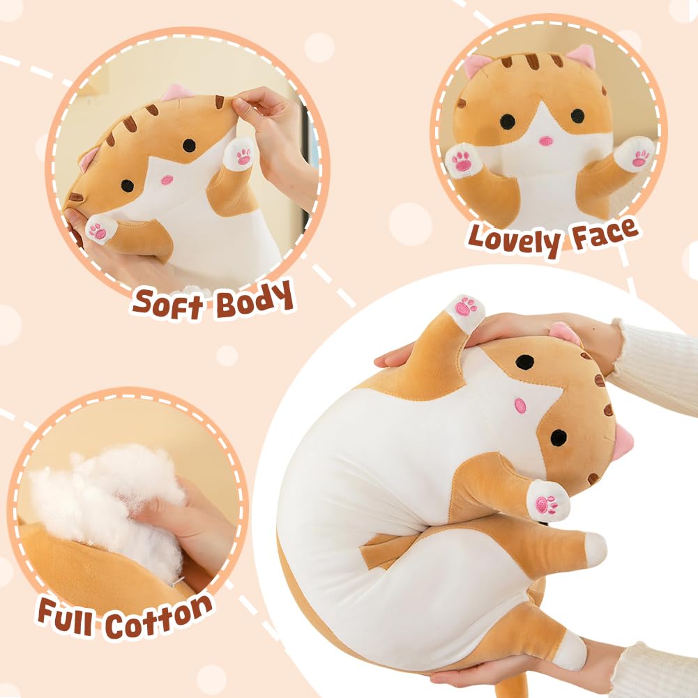Long Cat Plush Pillow, Cute Stuffed Animal Kitten Soft Huggable Toy for Kids and Adults, 1pcs, 50cm/Grey