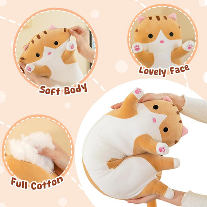 Long Cat Plush Pillow, Cute Stuffed Animal Kitten Soft Huggable Toy for Kids and Adults, 1pcs, 50cm/Grey