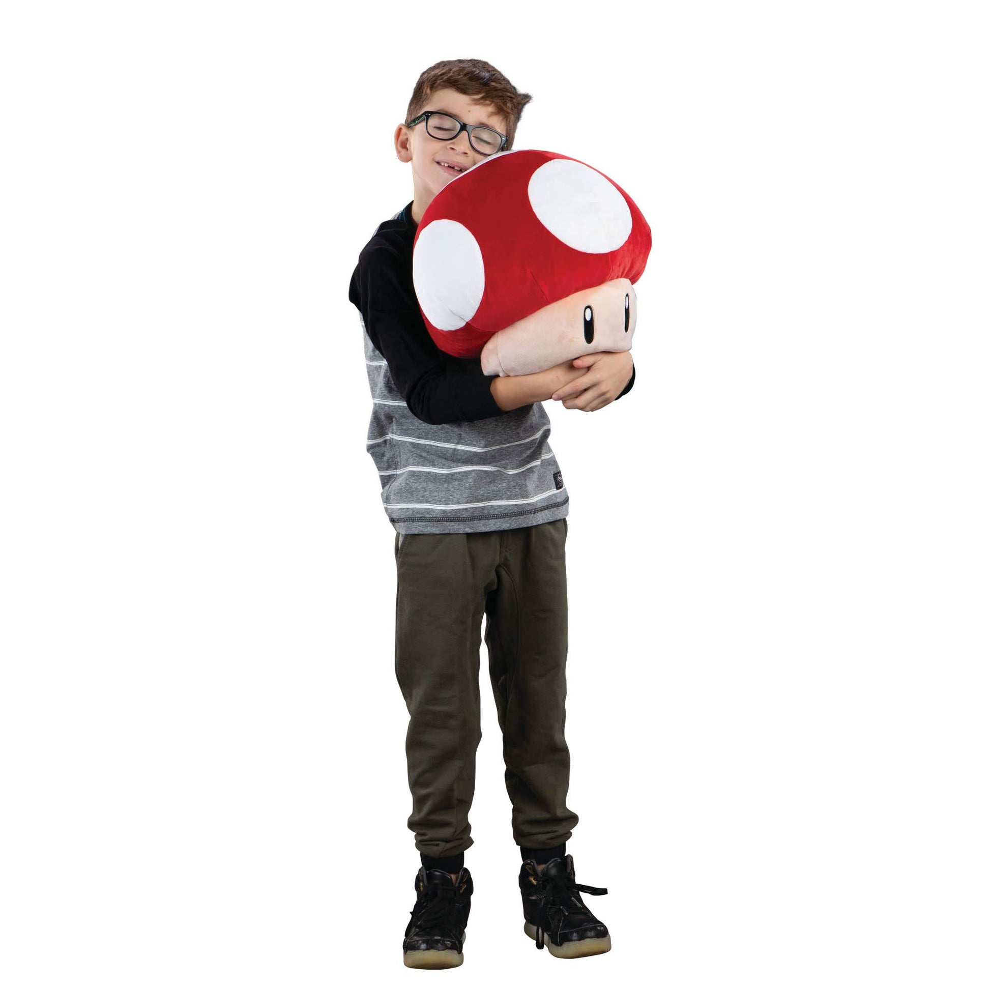 Club Mocchi Mocchi Mario Kart Mushroom plush toy, 40cm super red mushroom character, soft and colorful mochi plush from the game