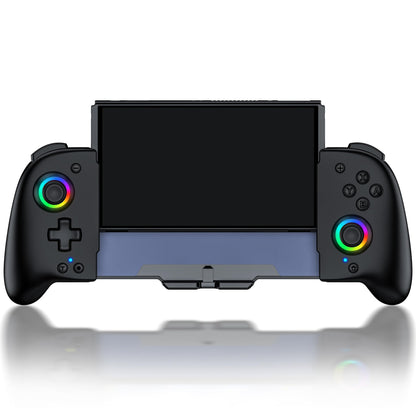 Fanxieast wireless Switch Pro controller with ergonomic design, programmable Joy-Con, vibration, auto turbo, and RGB lighting.