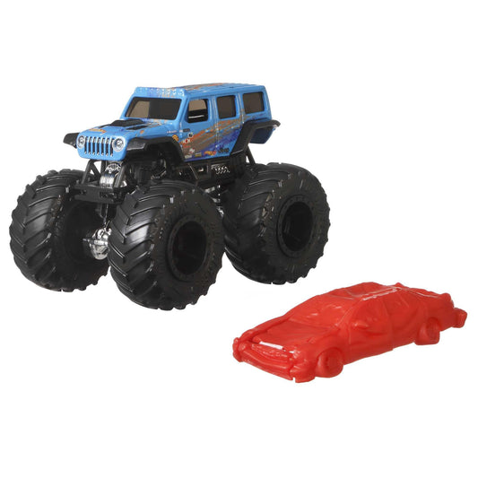 Hot Wheels Monster Trucks Set (Assorted Styles, One Random Set), 1 Toy Truck in 1:64 Scale & 1 Crushable Car, Vehicle Play for Kids & Collectors, FYJ44