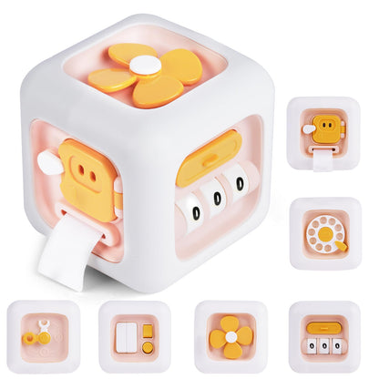 Ainiv Activity Busy Cube baby toy with colorful buttons, gears, and sensory elements for toddlers ages 12-36 months.