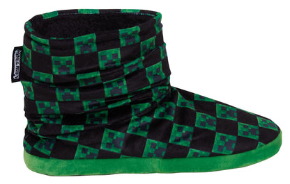 Minecraft Boys Slipper Boots Kids Creeper Gamer Fleece Lined Slippers for Gamers House Shoes Black/Green 6 UK