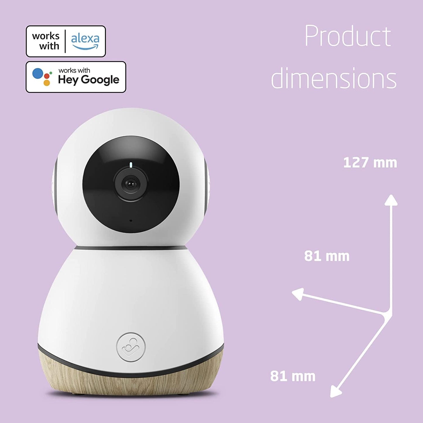 Maxi-Cosi See baby monitor with 1080p HD camera, WiFi streaming, audio, and compatibility with Alexa and Google Assistant.