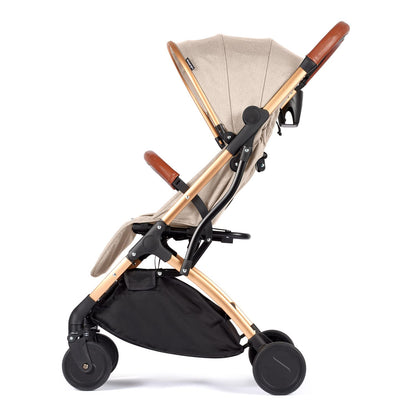 Lejoux™ Baby Pushchair Stroller– Lightweight Foldable Travel Buggy with 5-Point Harness, Adjustable Seat Back and Oversize Basket Folds with 1 Hand – Smooth Swivel Wheels Rain Cover (Beige)