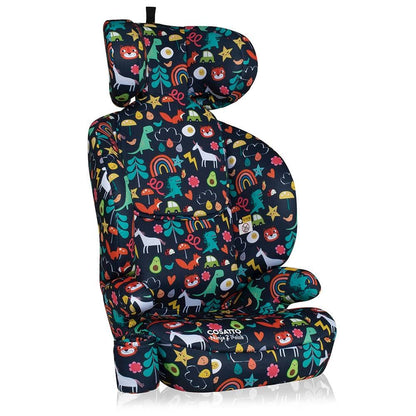 Cosatto Ninja 2 iSize Car Seat - from 100-150cm, Approx 4 Years - 12 Years, R129 High Back Booster, 10 Position Headrest, Easy Install Seatbelt or ISOFIX Fitting, Forward Facing (Carnival)