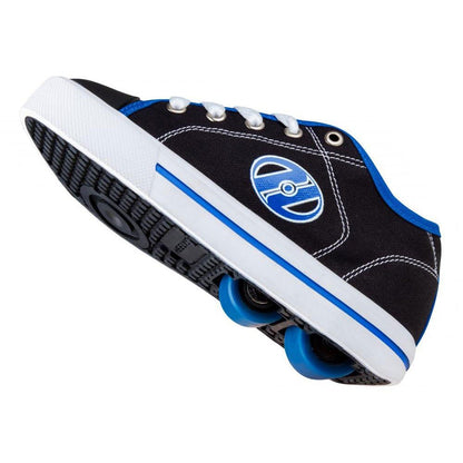Heelys Boy's Classic X2 trainers in black, white, and snorkel blue with wheels, size 12 UK, featuring sporty design and skate shoes.