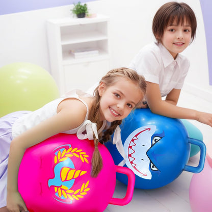 Hymaz Space Hopper for Kids Age 3-12, 3PCS Bouncy Ball 18 Inch with Handle, Inflatable Jumping Hopper Balls for Kids Outdoor Garden Party Games, Ride on Spin Toys Balance Exercise Fun