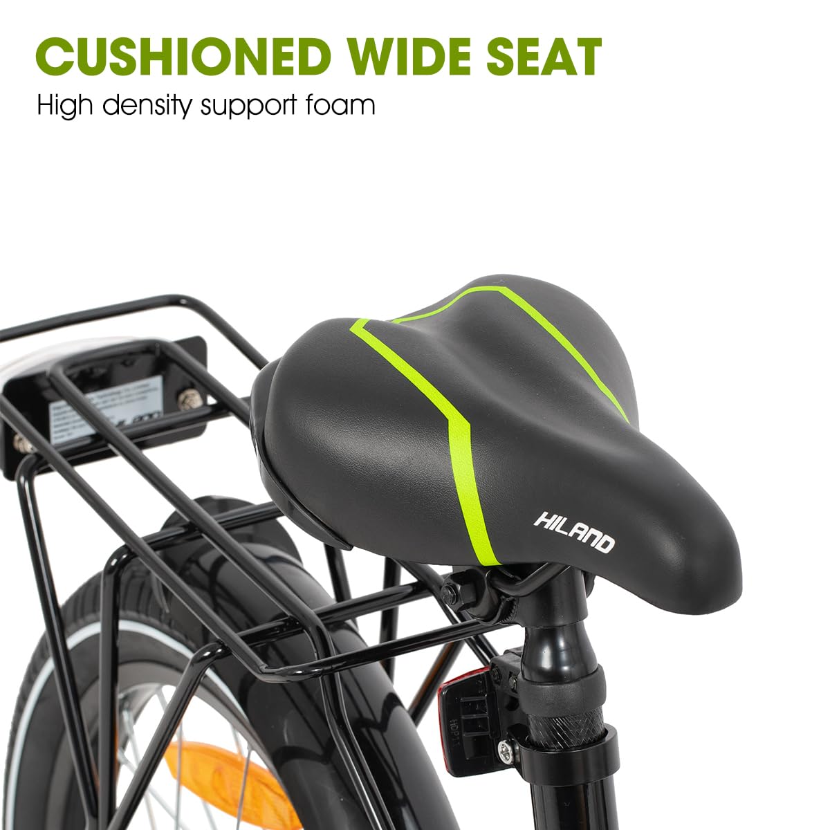 Hiland 16 Inch Kids bike, Black Bicyles for Boys and Girls from 4 5 6 7 Years, with Luggage Rack Stabilisers