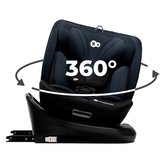 Kinderkraft I-Grow Child Car Seat, I-Size 40-150 cm, 360 Degree Rotation, Isofix, Base Station, RWF and FWF, Special Safety Systems, Easy to Clean, from Birth Group 0/1/2/3 0-36 kg, Black