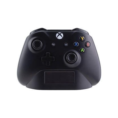 Paladone Xbox controller alarm clock in black with digital time and date display, gaming-themed bedroom decor accessory