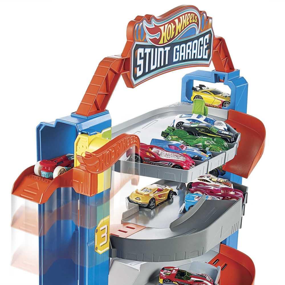 Hot Wheels City Stunt Garage Play Set Gift Idea for Ages 3 to 8 years elevator to upper levels Connects to other sets, GNL70