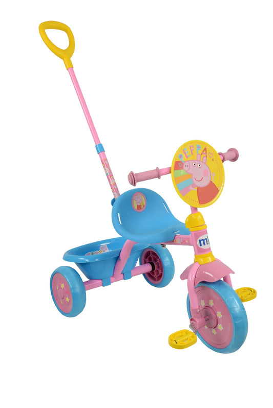 Peppa Pig 53cm Trike with Bucket | Kids Front Pedal Tricycle | Fully Licenced Colourful Bike with Adjustable Handlebars & Parental Steering Handle