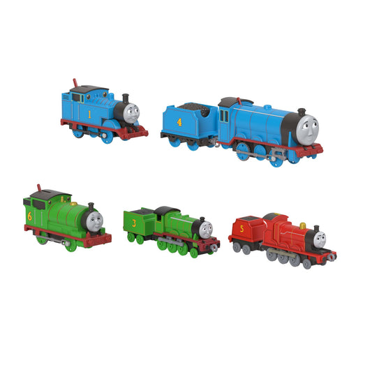 Thomas & Friends Toy Trains by Fisher-Price, 2 Large Die-Cast Engines & 3 Motorized Trains with Classic Characters, Includes Playmat, JHF10