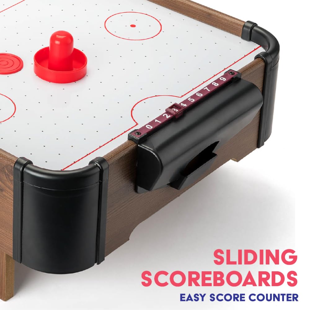 Power Play | Air Hockey Table Game, Wooden Portable Table Toys Game for Kids and Adults, 28inches, Brown