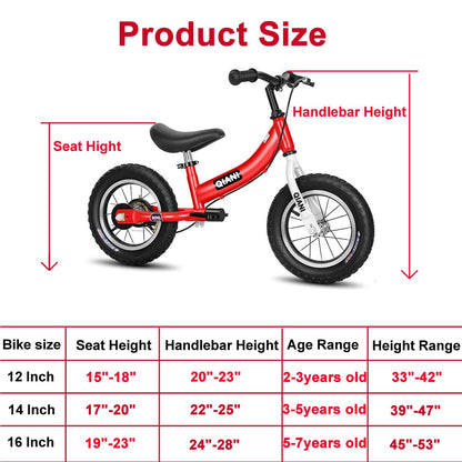 Qiani Balance Bike 2 in 1 for Toddlers,Kids 2 3 4 5 6 Years Old,Balance to Pedals Bike,12 14 16 inch Kids Bike,with Pedal kit,Stabilisers,Brakes(red, 12 inch)