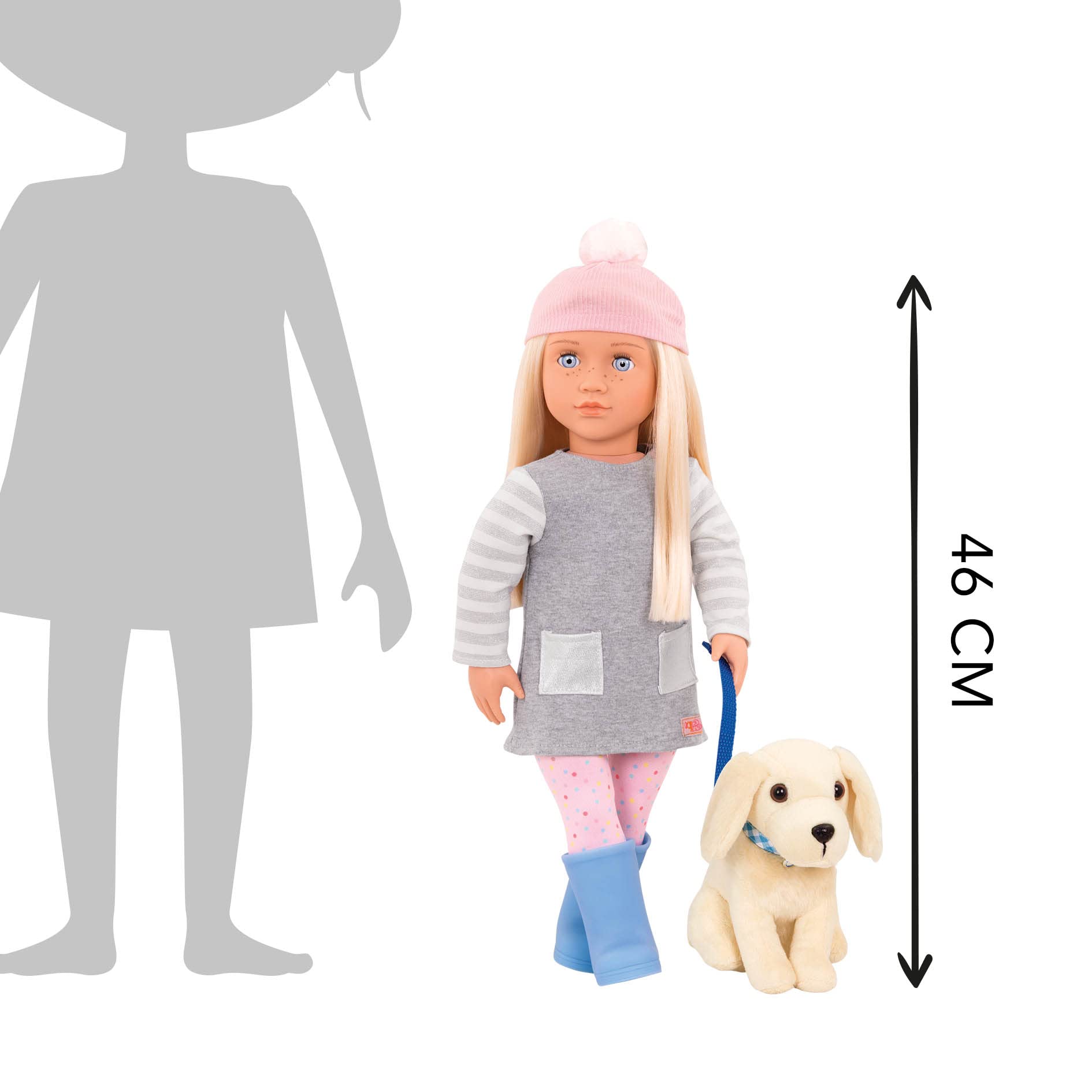 Our Generation Kids Meagan doll with pet and accessories, 18-inch play doll for kids 3+, inspiring imaginative play for toddlers.