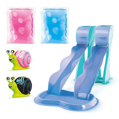 Colorful Go Gooey Snails slime race set by Canal Toys with racing tracks and squeezable snails for kids 5+ years.