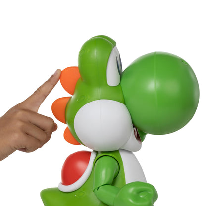 Super Mario Nintendo Yoshi plush toy, 14-inch character with 13 points of articulation, motion-activated sounds, and over 20 phrases.