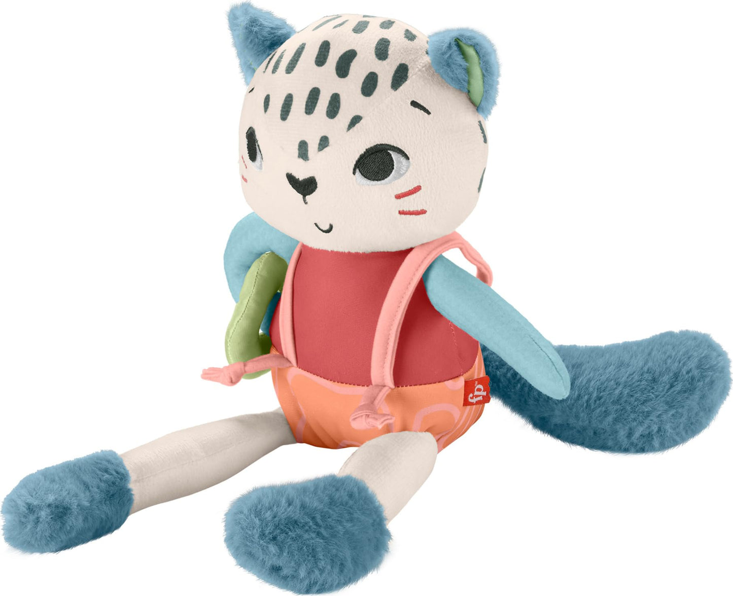 Fisher-Price Baby Sensory Toy Planet Friends Spotting Fun Snow Leopard for Newborns Ages 3+ Months, Made of 95% Recycled Plastic and FSC Certified Packaging, HKD64