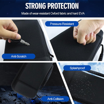 Abnaok Nintendo Switch 2 protective travel case with screen padding, game card slots, microSD slots, and zipped open pockets.