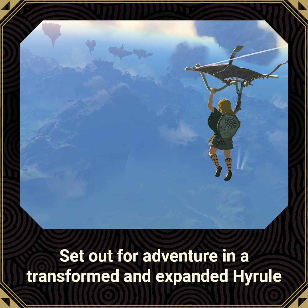 Nintendo Switch game case for The Legend of Zelda: Tears of the Kingdom, featuring artwork of Link and fantasy scenery.