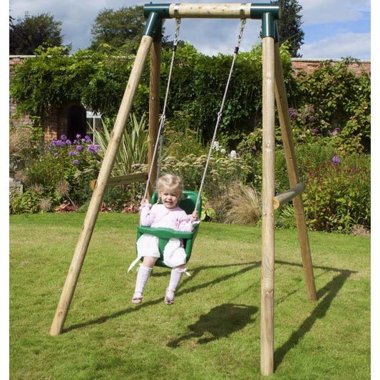 Rebo Baby Wooden Garden Swing Set - Pluto | OutdoorToys | Strong and Sturdy Children's Swing Set, Pressure Treated Timber, Soft-Feel Ropes, Baby Swing Seat