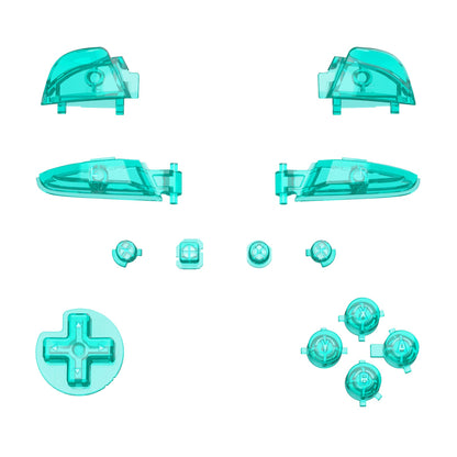 eXtremeRate emerald green crystal repair ABXY D-pad and ZR ZL L R button set for Nintendo Switch Pro Controller, glossy DIY replacement buttons