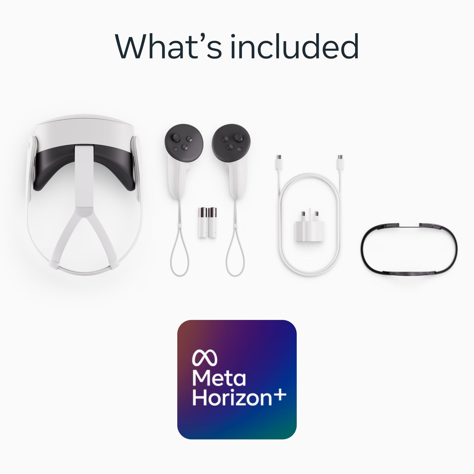 Meta Quest 3S 256 GB virtual reality headset with a sleek all-in-one design, shown with adjustable straps and sensors.
