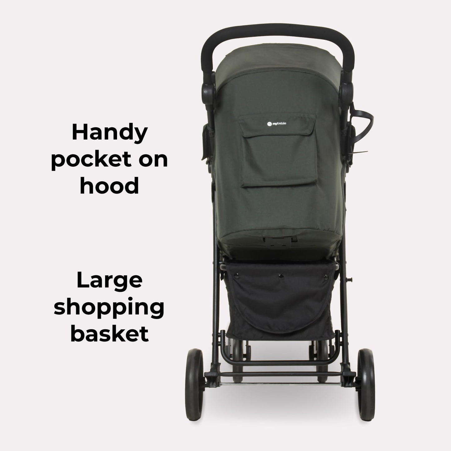 My Babiie MB30 Pushchair – from Birth to 4 Years (22kg), Easy Compact Fold, Large Shopping Basket, Adjustable Handle, Stroller Includes Cup Holder, Rain Cover – Forest Green
