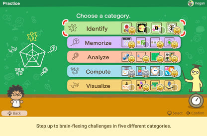 Nintendo Big Brain Academy: Brain vs Brain game for Nintendo Switch, showing colorful game cover with brain illustrations.