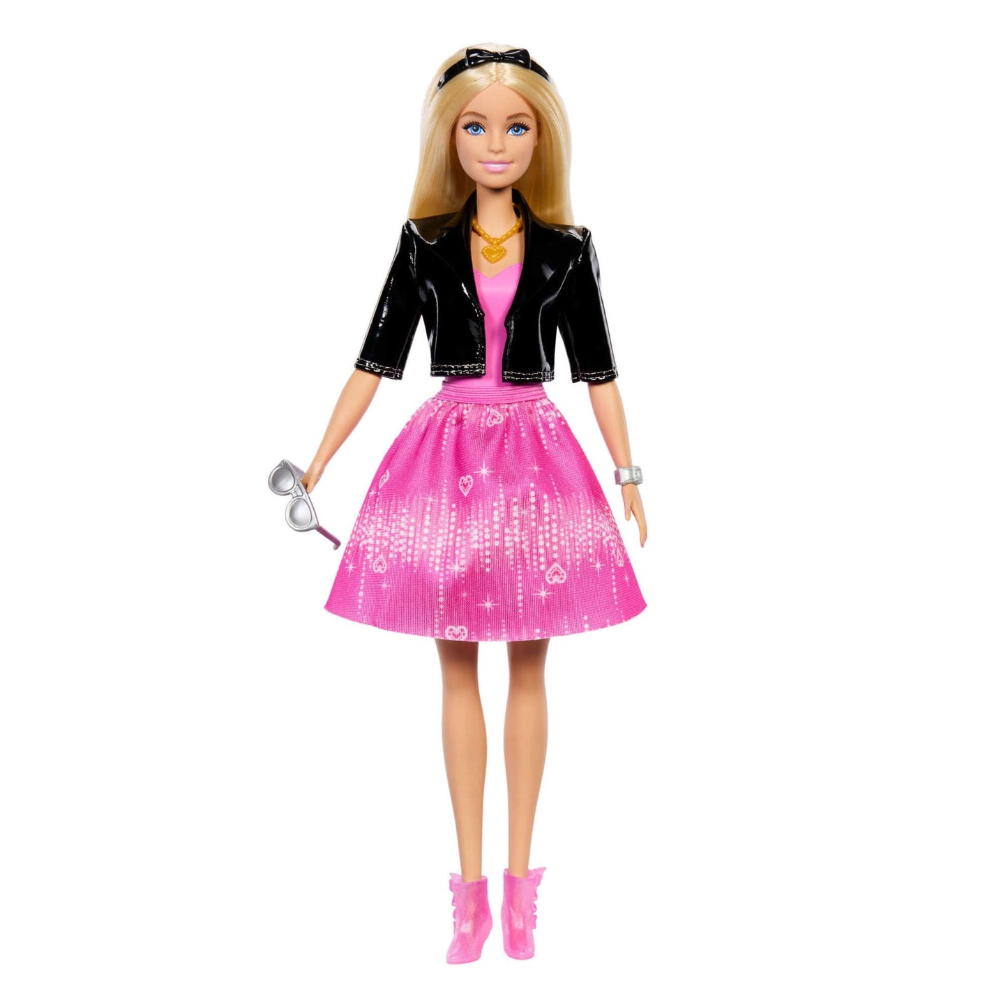 Barbie Holiday Advent Calendar with blonde doll, 24 clothing and accessory surprises, including a pet puppy and outfits.