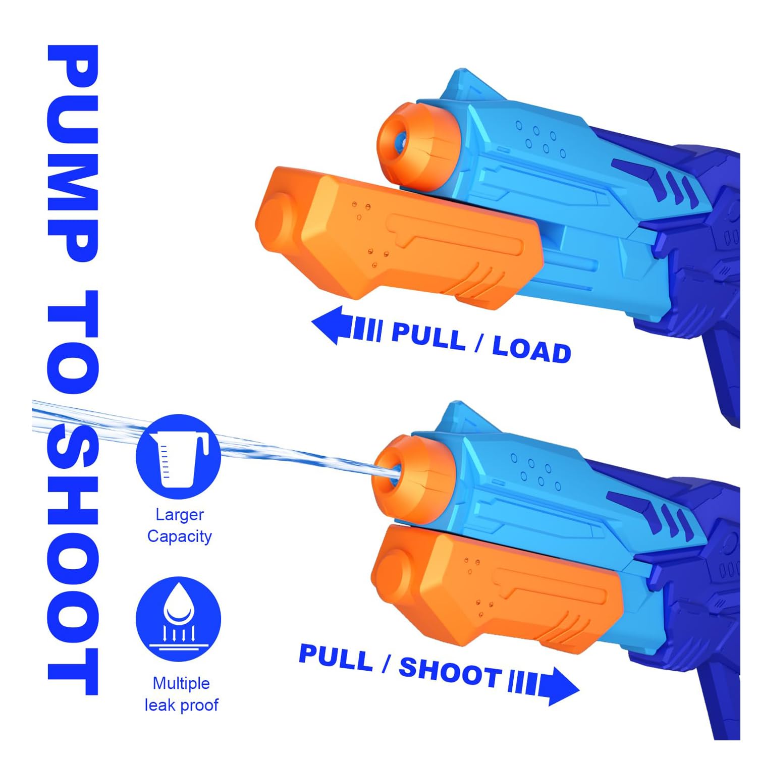MOZOOSON water gun toy for kids, powerful water pistol with 750ML capacity and long-range squirt blaster.