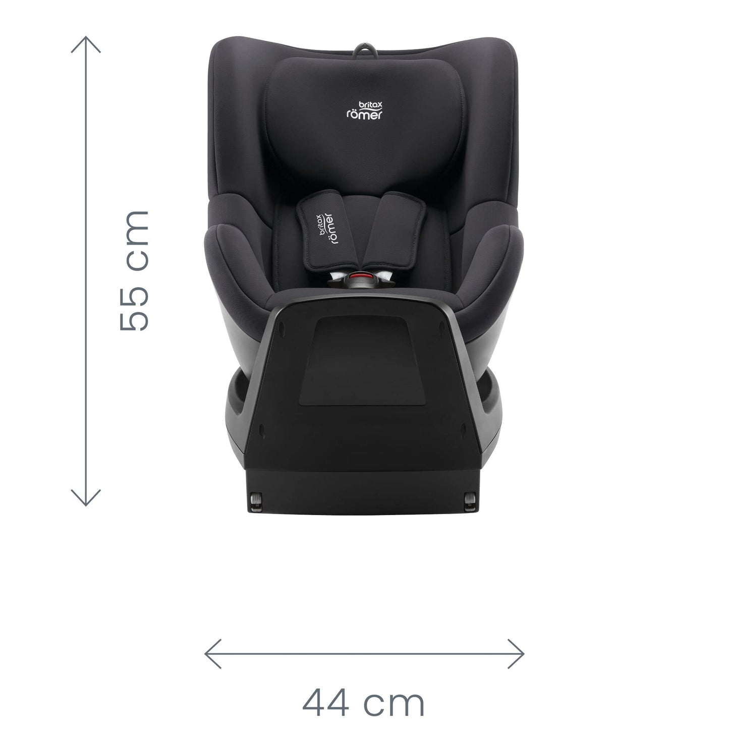 BRITAX RÖMER Rotating car seat DUALFIX Plus, 360 Degree, incl. Newborn Insert and ISOFIX, from 40-105 cm (i-Size), Birth - 4 Years, Midnight Grey