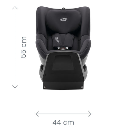 BRITAX RÖMER Rotating car seat DUALFIX Plus, 360 Degree, incl. Newborn Insert and ISOFIX, from 40-105 cm (i-Size), Birth - 4 Years, Midnight Grey