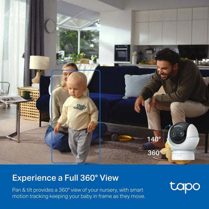 Tapo C840 2K 4MP dual-lens baby monitor security camera with night vision, AI detection, and indoor home security features.