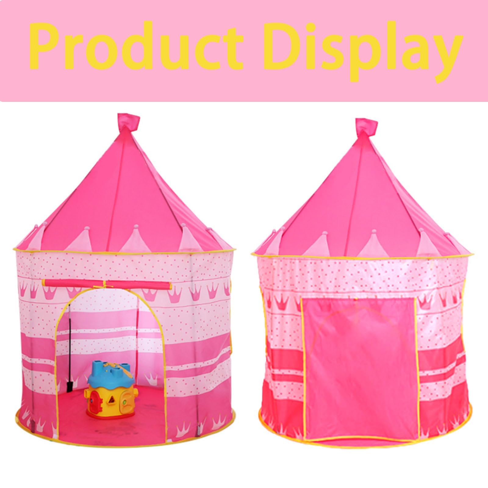 Pink princess castle teepee tent for kids with printed cloth, portable indoor and outdoor play yurt by ZQuintuplian.