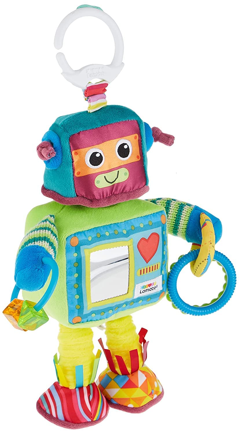 LAMAZE Rusty the Robot sensory clip-on toy for newborns, perfect for prams and pushchairs, suitable for babies 0-6 months