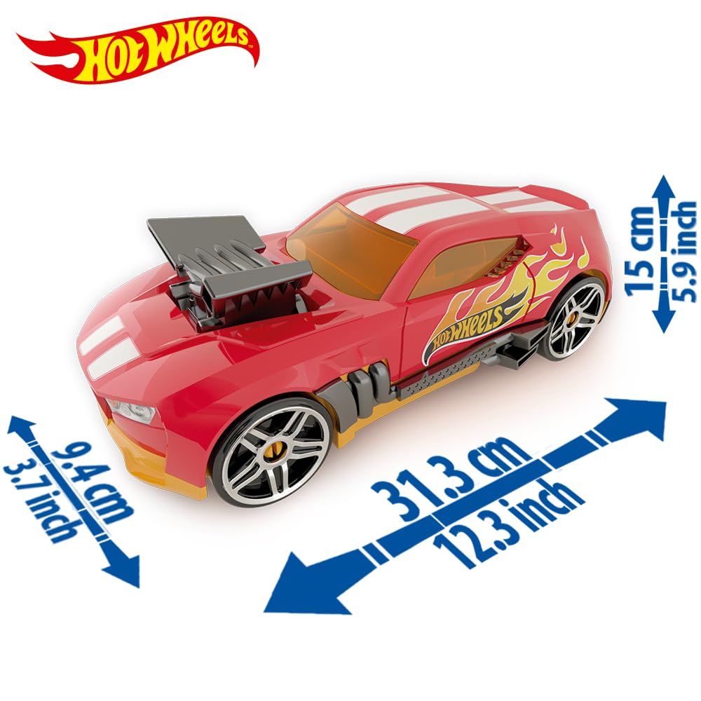Hot Wheels 2in1 Race N' Haul car storage case with retractable handle, designed to hold up to 15 toy cars.