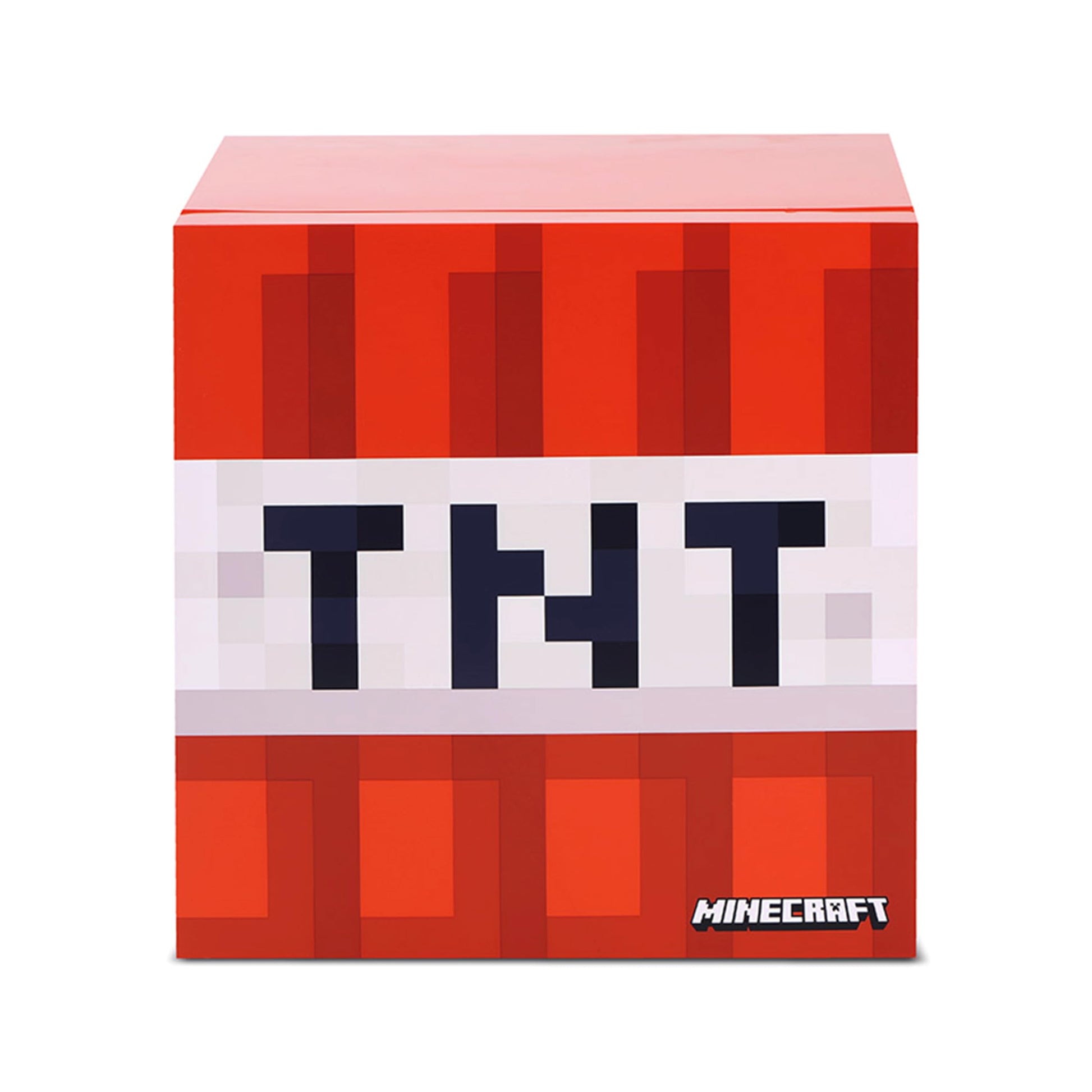 Menkind UKONiC Minecraft TNT Block mini fridge with AC/DC power, 6 can capacity, featuring a TNT block design.
