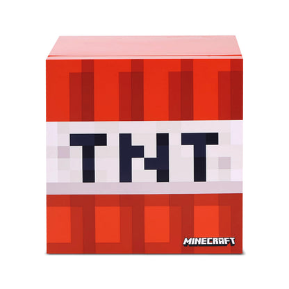 Menkind UKONiC Minecraft TNT Block mini fridge with AC/DC power, 6 can capacity, featuring a TNT block design.
