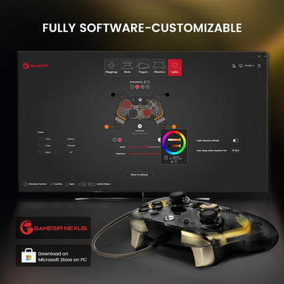 GameSir Kaleid Flux wired Xbox controller with RGB lighting, hall effect joystick, compatible with Xbox Series X|S, Xbox One, and Windows PC