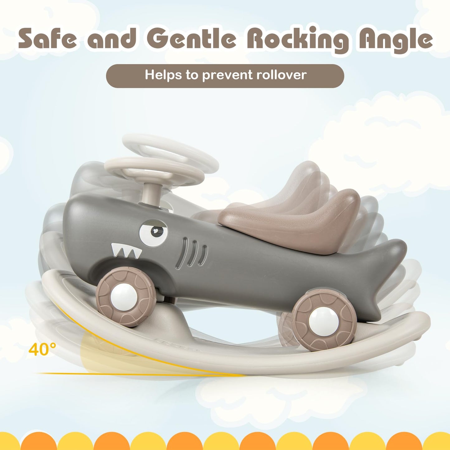 GYMAX Kids Rocking Horse, 3 in 1 Toddler Ride On Car with Detachable Balance Board & Anti-slip EVA Strips, Foot to Floor Sliding Car Indoor Rocking Toy for Boys Girls (Dark Gray)