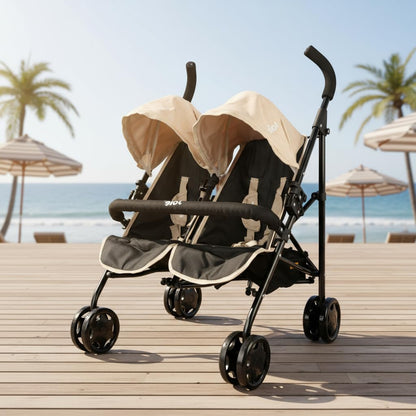 Joie Aire Twin Pushchair | Childrens Double Stroller Pram In Black & Stone | Childrens Baby Doll Stroller Toy Umbrella Fold Stroller | Role Play Toy Dolls Buggy Pushchair | Ages 3+