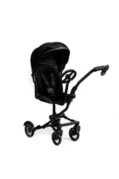 Roma Side Rider Universal Buggy Board with Seat - 4-Wheel Pram Board for Toddlers, Side Buggy Board with Universal Connector for Easy Attachment - Toy Steering Wheel - Hood
