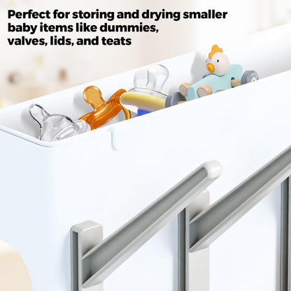 Woobroo Baby Bottle Drying Rack for Newborn Feeding Essentials, Nipples and Accessories, Grey, Large